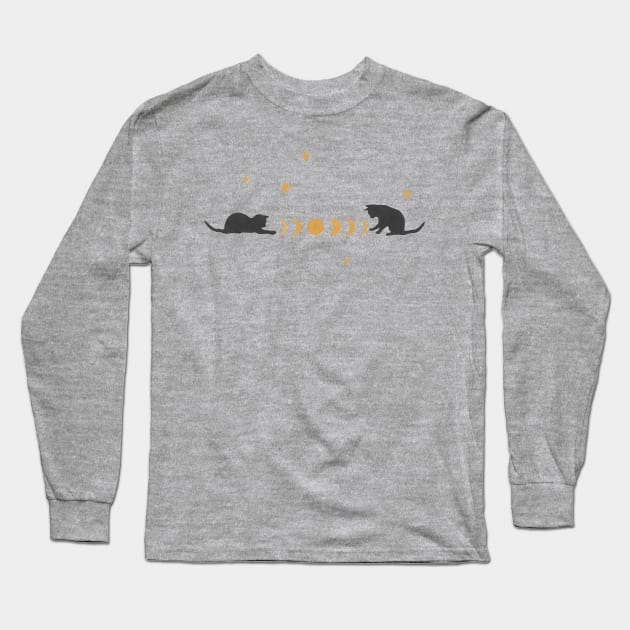 Cat and Moon #3 Long Sleeve T-Shirt by Episodic Drawing